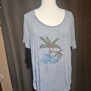 Gray Palm Tree Graphic Women's Top